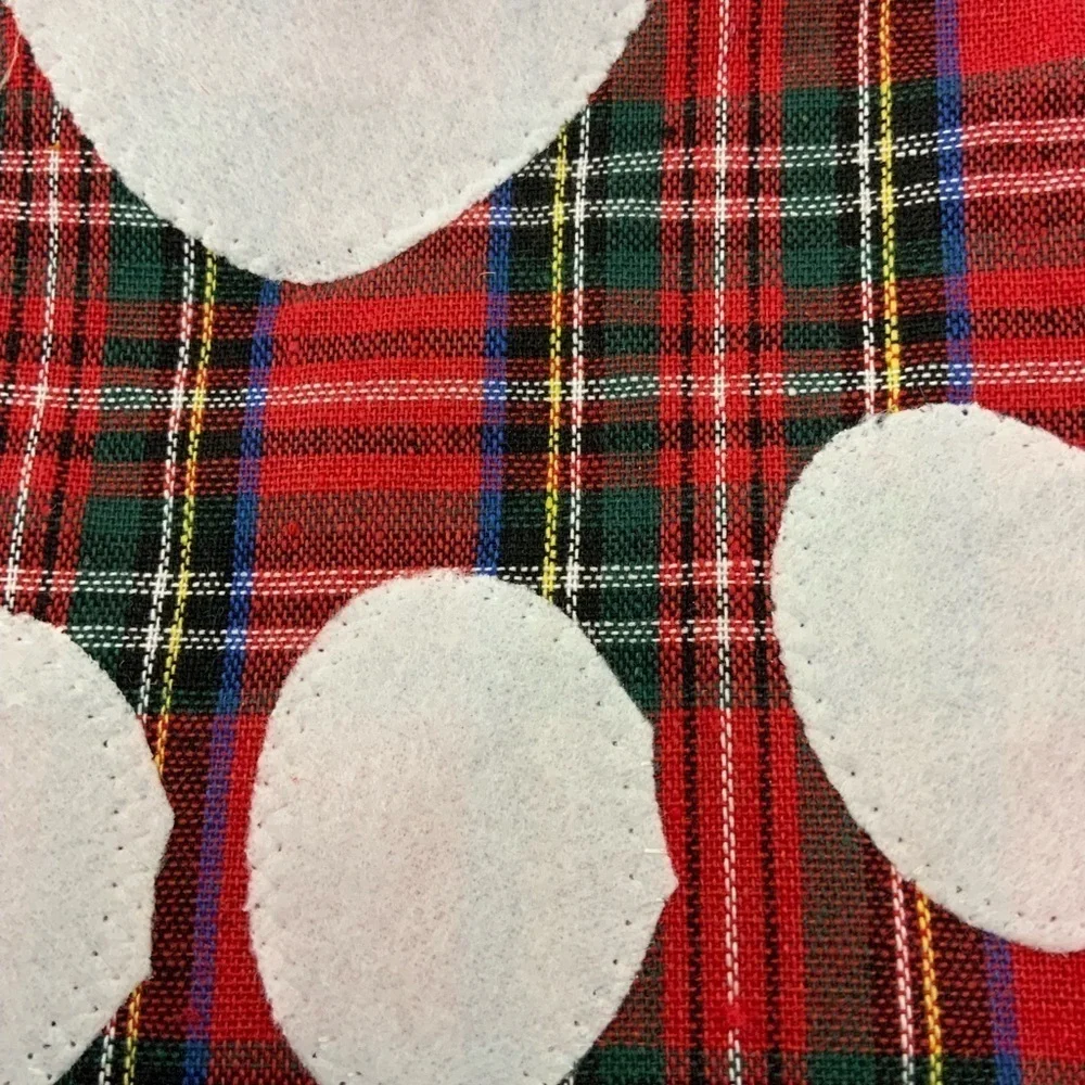 Pet Christmas Holiday Stocking Pet Paw Tartan Plaid Red White Multicolor